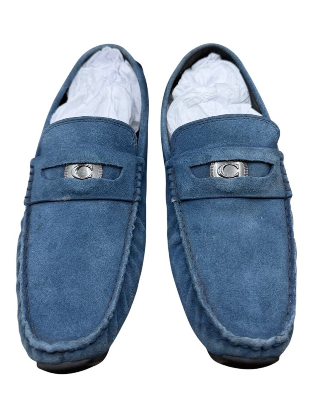 Coach Men's C Coin Suede Driver Loafers in Blue - Size 9.5 D